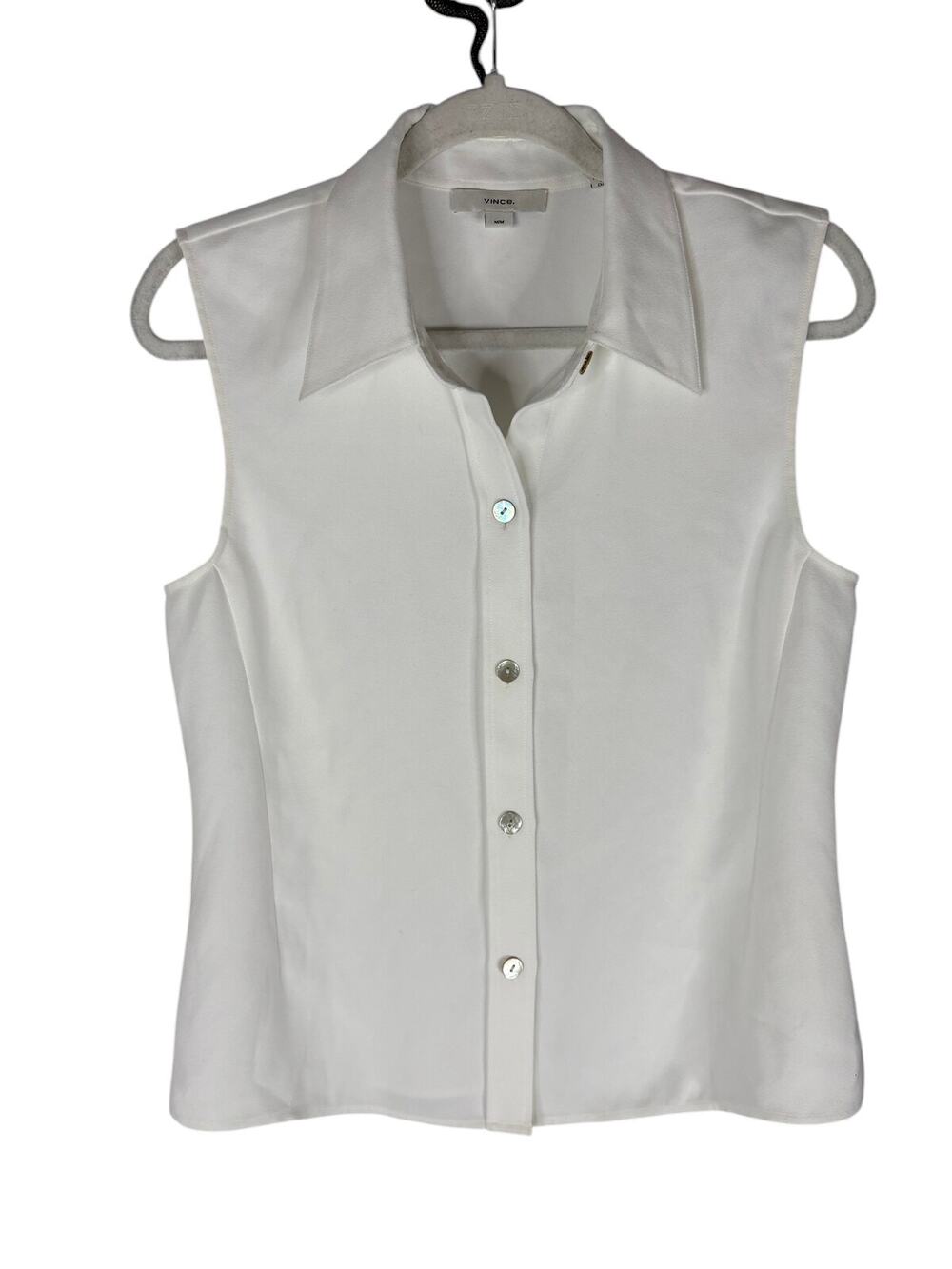 Vince Sleeveless Button Front Shirt Collared Work Office Capsule Preppy M